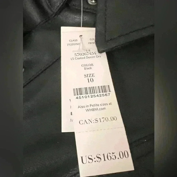 White House Black Market black womens coated denim dress - Picture 16 of 16